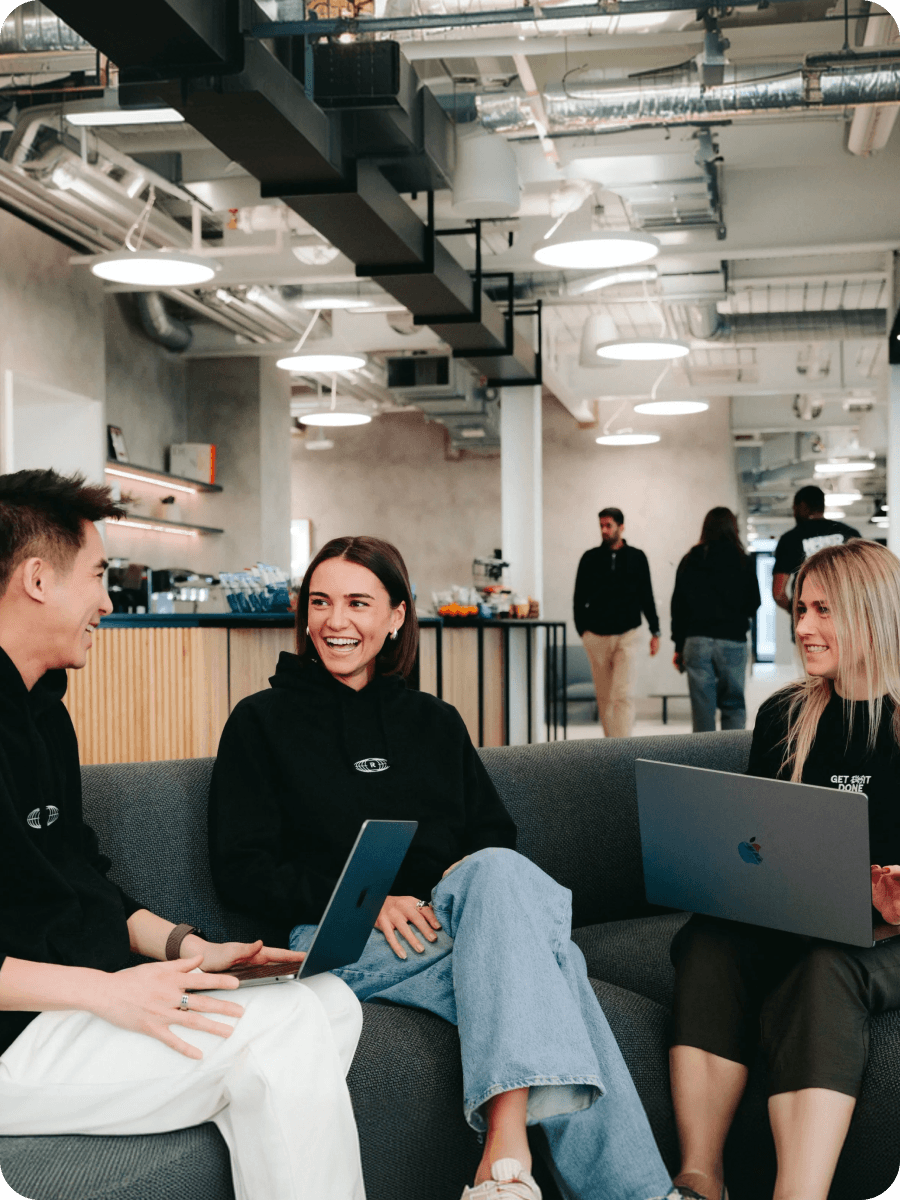 Team members collaborating in an office