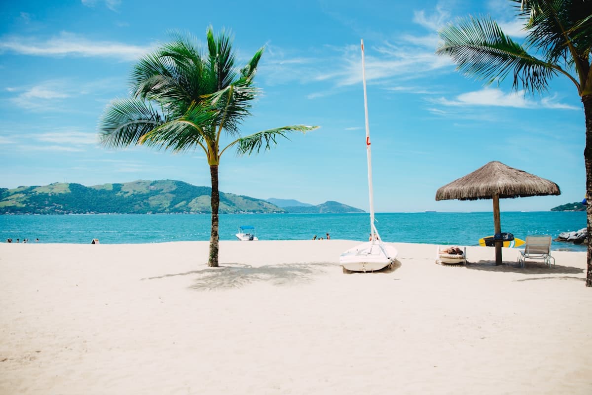 Traveler relaxing on a beach