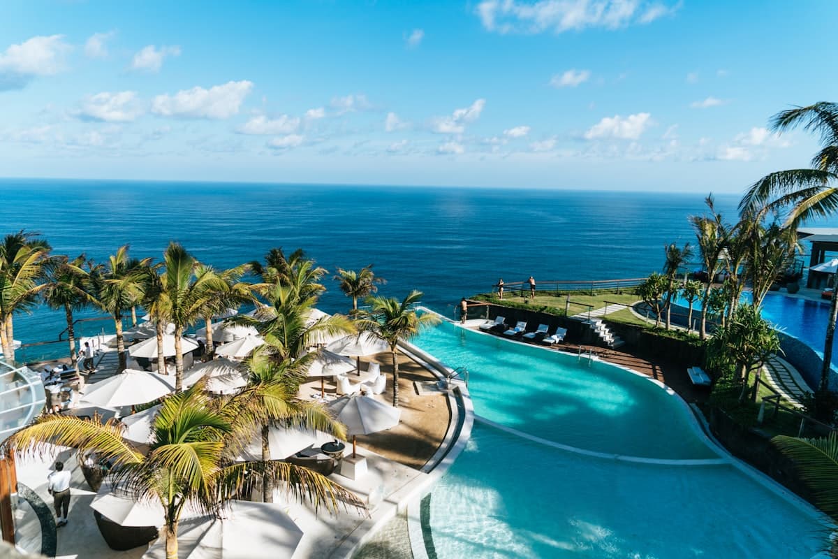 Aerial view of a coastal resort property